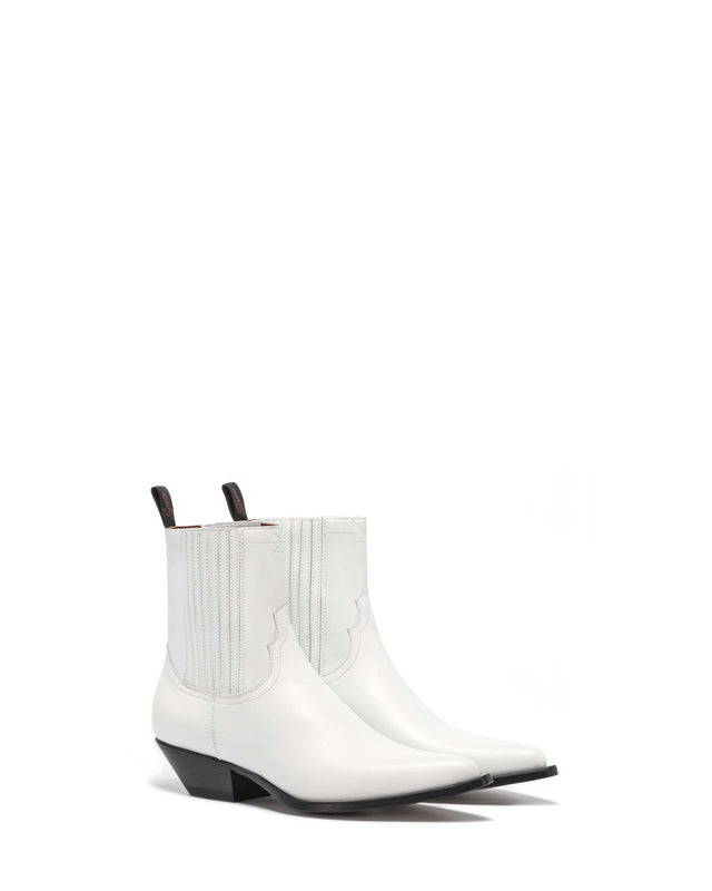 HIDALGO Women's Ankle Boots in White Calfskin_Side_02